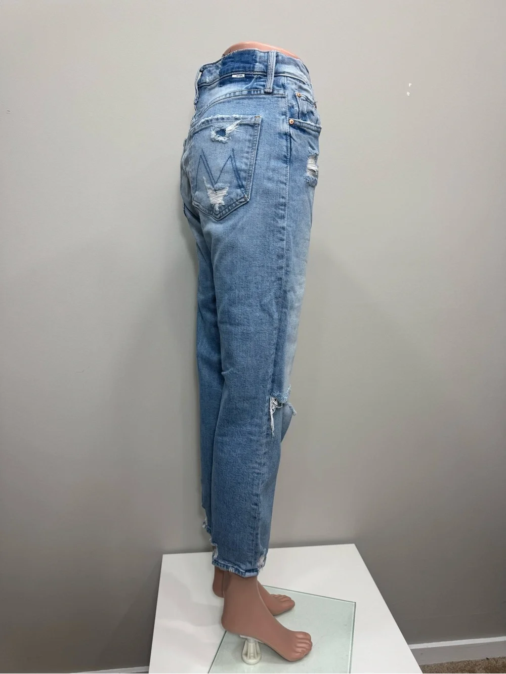 MOTHER The Tomcat The Confession Distressed Straight Crop Jeans 27